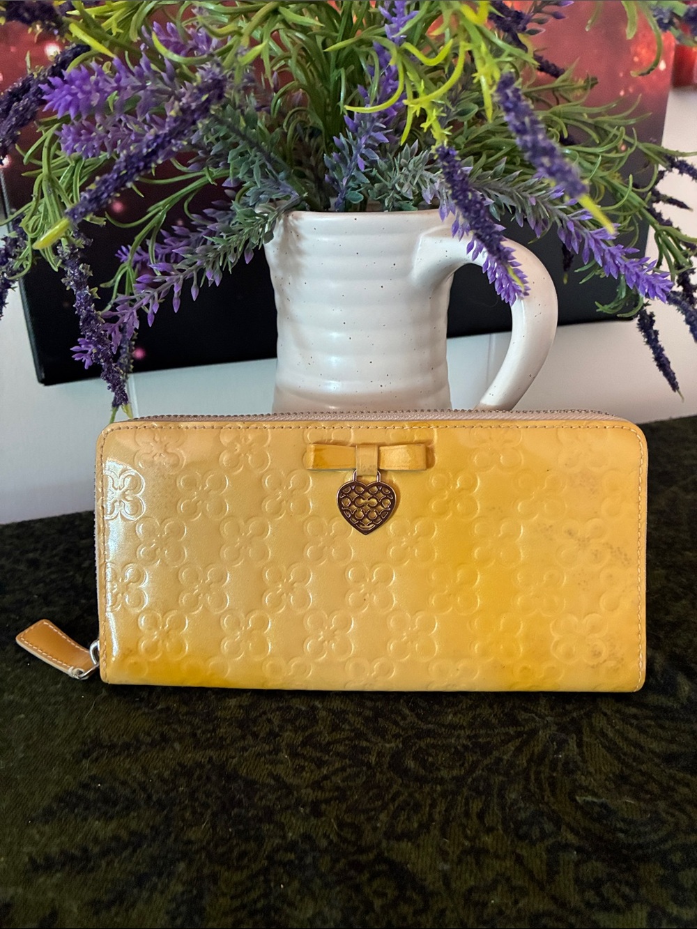 Coach Patent Leather Heart Charm Wallet